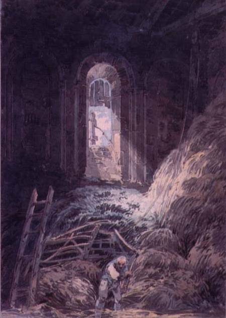 A Barn, Interior of the Ruined Refectory of St. Martin's Priory, Dover à William Turner