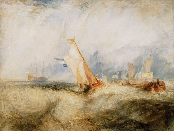 Van Tromp going about to please his masters-ships at sea getting a good wetting, from Vide Lives of à William Turner