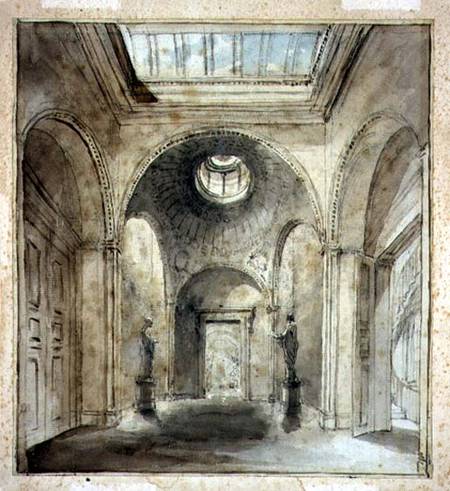 The anteroom of Sir Francis Chantrey's sculpture gallery in 30 Belgrave Place designed by Sir John S à Joseph Michael Gandy