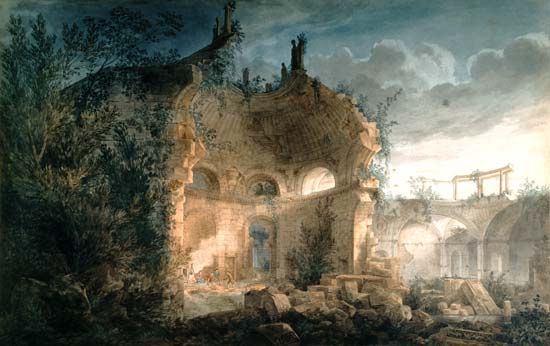 Sir John Soane's Rotunda of the Bank of England in Ruins (w/c heightened with white on paper) à Joseph Michael Gandy