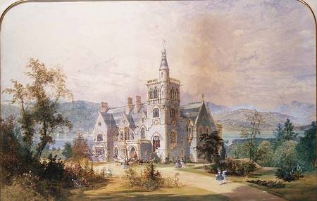 A Scottish baronial mansion (w/c and gouache) à Joseph Nash