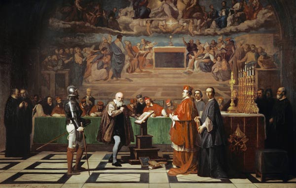 Galileo Galilei avant l'inquisition au Vatican 1632. à Joseph Nicolas Robert-Fleury