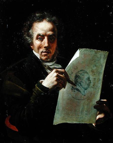 Self Portrait with a Drawing of Louis XVIII (1755-1824) à Joseph Roques