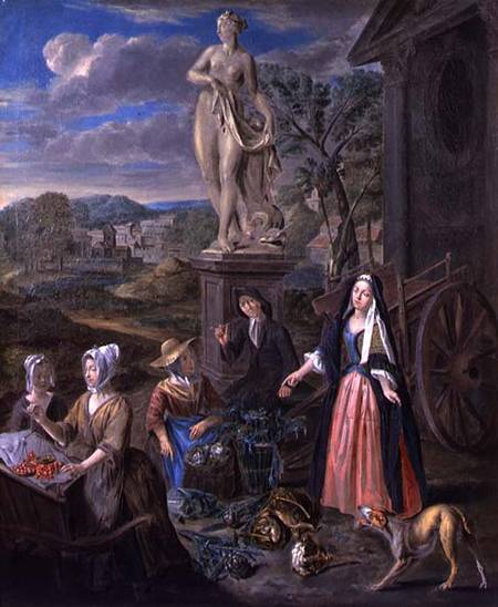 Figures at a Market in a Classical Landscape à Joseph van Aken