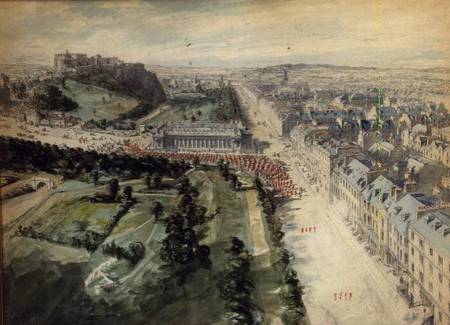 Princes Street, Edinburgh Looking West, 10.15 am August, 1847, showing Parade, West of the Instituti à Joseph Woodfall Ebsworth
