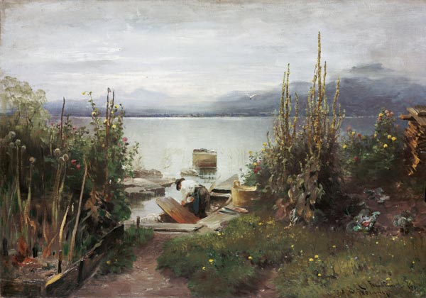 Fischerboote bei Frauenchiemsee. à Joseph Wopfner