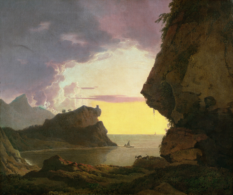 Sunset on the Coast near Naples à Joseph Wright of Derby