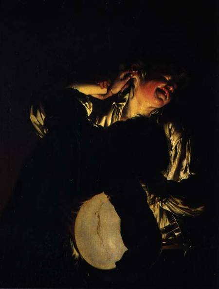 Two Boys Fighting over a Bladder à Joseph Wright of Derby