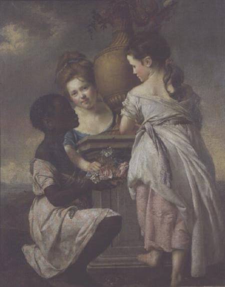 A Conversation between Girls, or Two Girls with their Black Servant à Joseph Wright of Derby