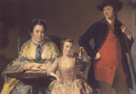 James and Mary Shuttleworth with one of their Daughters à Joseph Wright of Derby