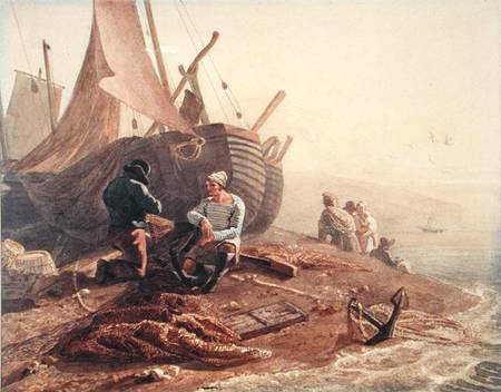 Fishermen Mending their Nets à Joshua Cristall