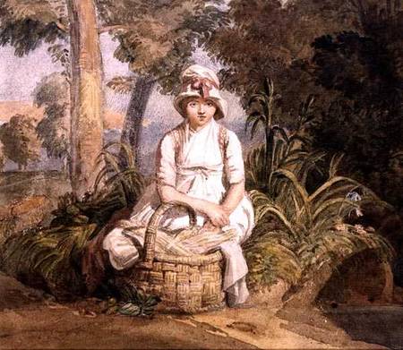 Seated Girl with Bonnet à Joshua Cristall