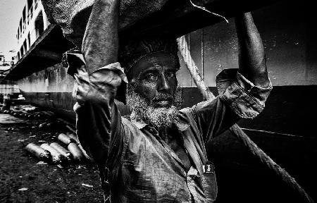 Worker of a shipyard in Bangladesh.