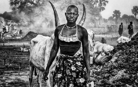 In a Mundari cattle camp.