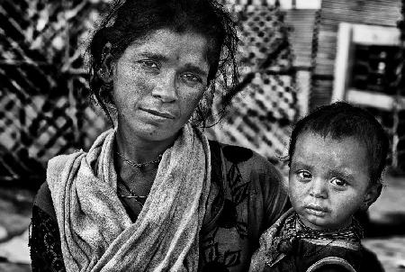 Indian mother and son.