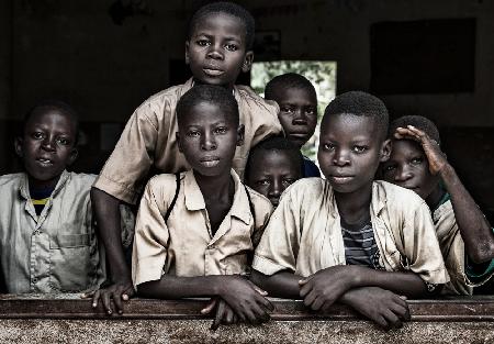Boys at school in Benin