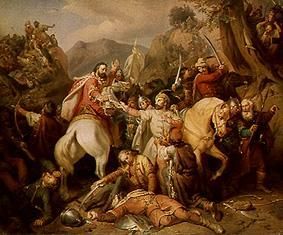 Le héros Deszoe se sacrifie pour roi Robert. à József Molnár
