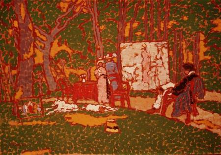 Painting Lazarine and Anella in the Park. It's Hot à József Rippl-Rónai