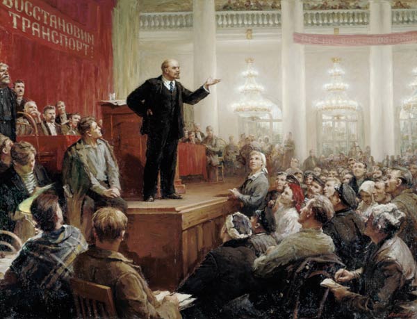 Lenin pour un congrès des travailleurs de transport russes à Ju. Winogradow