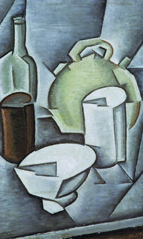 Still Life with a Bottle of Wine and an Earthenware Water Jug, 1911 (oil on canvas) à Juan Gris