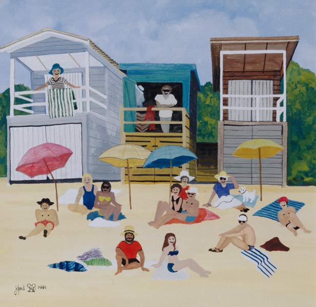 Beach Huts, 1991 (w/c)  à Judy  Joel