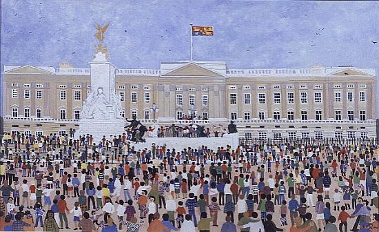 Crowds around the Palace, 1995 (w/c)  à Judy  Joel