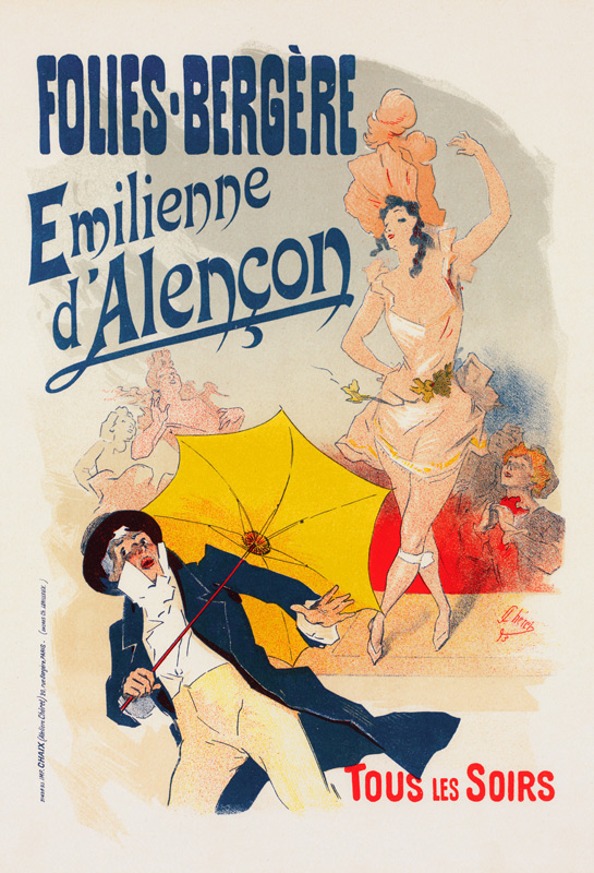 Folies Bergeres: Emilienne d'Alencon (Poster) à Jules Chéret