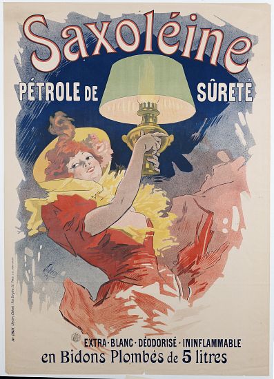 Poster advertising 'Saxoleine', safety lamp oil à Jules Chéret