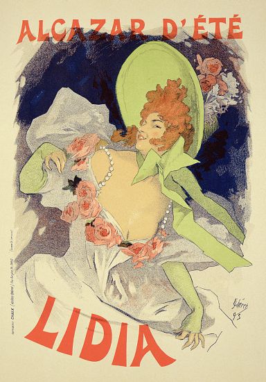 Reproduction of a poster advertising 'Lidia', at the Alcazar d'Ete à Jules Chéret