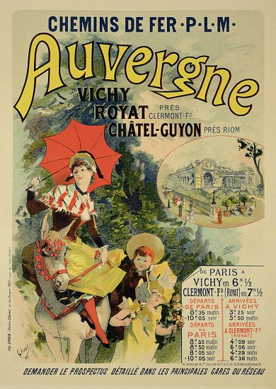 Reproduction of a poster advertising the 'Auvergne Railway', France à Jules Chéret