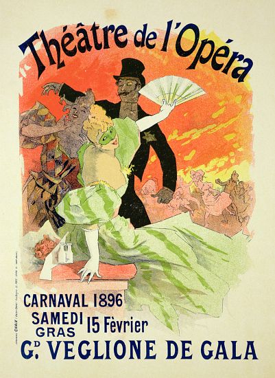 Reproduction of a Poster Advertising the 1896 Carnival at the Theatre de l'Opera à Jules Chéret