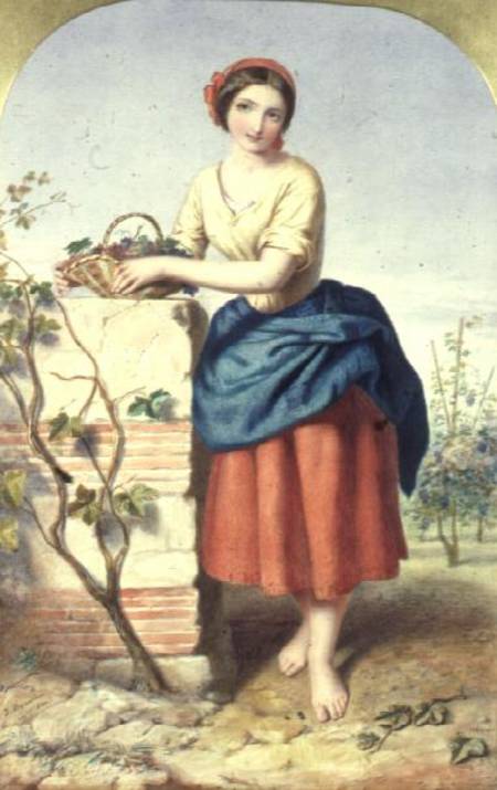 Girl with Basket of Grapes à Jules I Bouvier
