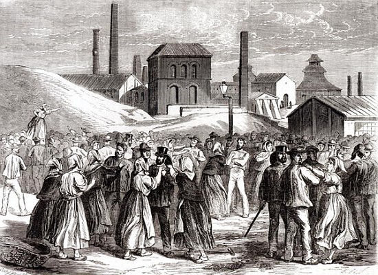 Women Demonstrating at the Le Creusot coal mine in April 1870 à Jules Pelcoq