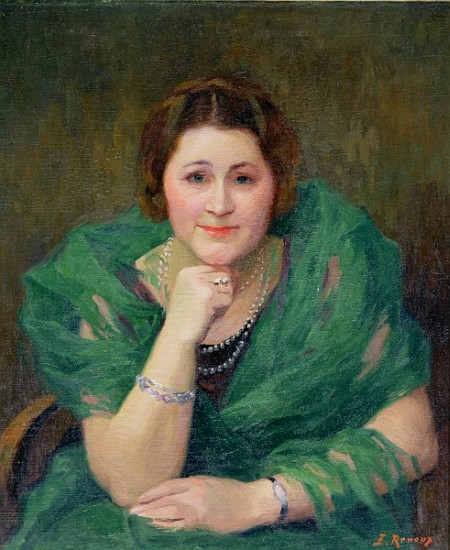 Portrait of a Russian Woman with a Green Scarf à Jules Ernest Renoux