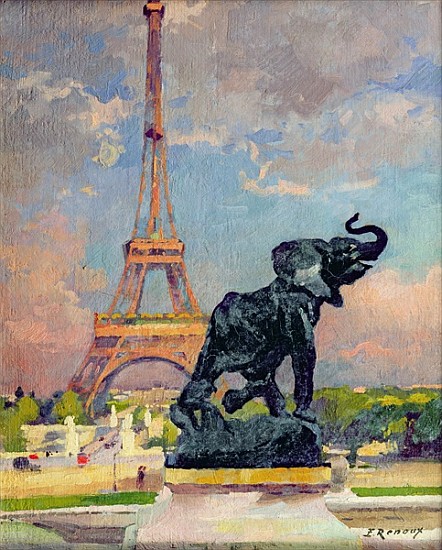 The Eiffel Tower and the Elephant by Fremiet à Jules Ernest Renoux