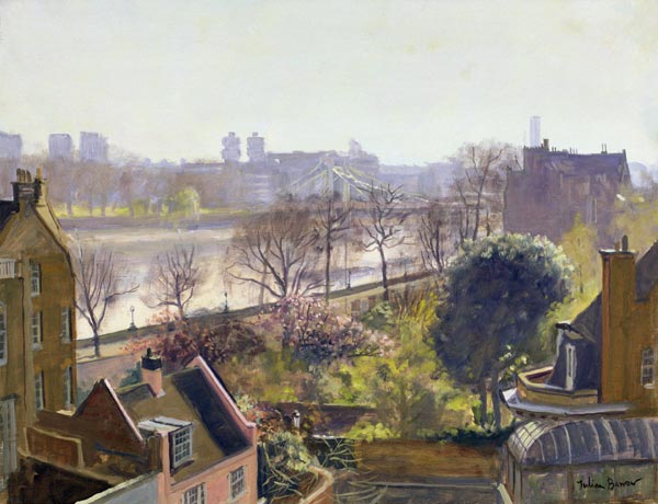 Chelsea Embankment from the Physic Garden (oil on canvas)  à Julian  Barrow