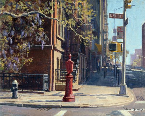 91st Street at Lexington Avenue (oil on canvas) 