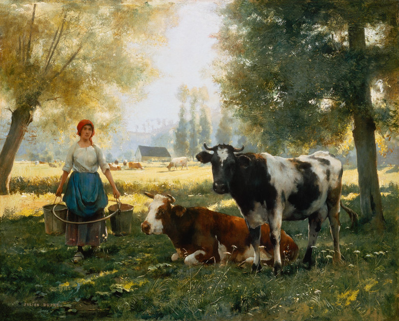 Fille de traite avec ses vaches à Julien Dupré