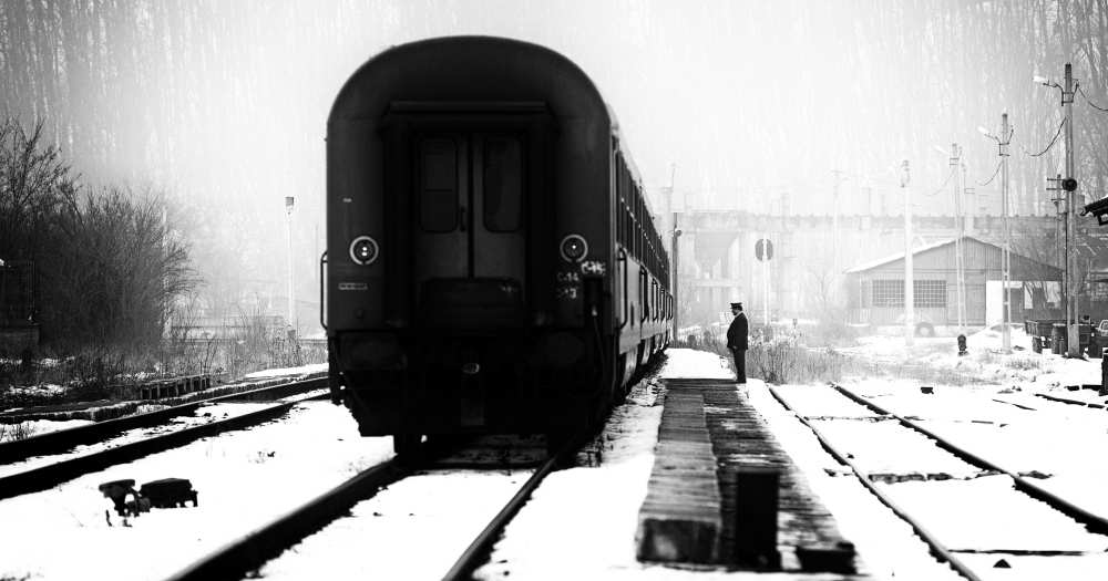 Railway station winter scene à Julien Oncete