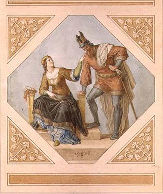Brunhilde and Hagen, illustration for 'The Niebelungen' by Richard Wagner (1813-83), 1846 à Julius Schnorr von Carolsfeld