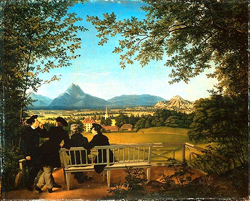 Aussicht vom Gaisberg auf Salzburg à Julius Schoppe l'Ancien