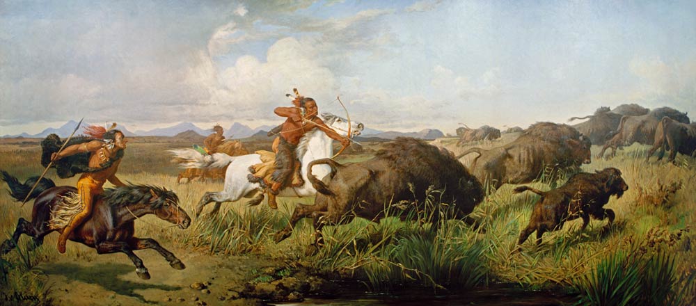 Indiens à la chasse au bison à Julius von Blaas