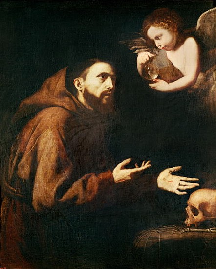 Vision of St. Francis of Assisi à Jusepe de (lo Spagnoletto) Ribera