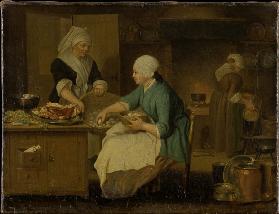 Kitchen Interior with Three Women