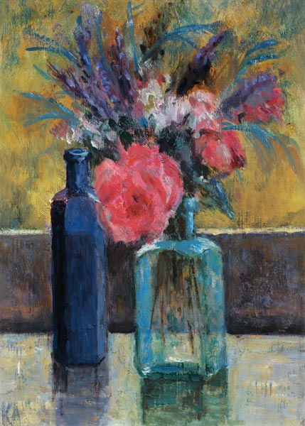 Still Life with Bottles (oil on canvas)  à Karen  Armitage