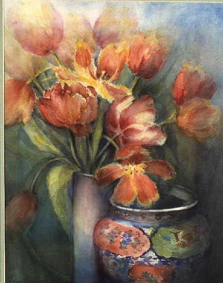 Engadin Tulips with Eastern Pot  à Karen  Armitage