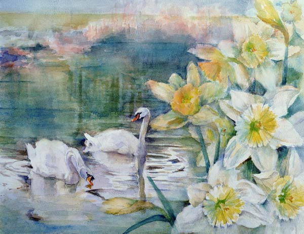 Swans at Hurst  à Karen  Armitage