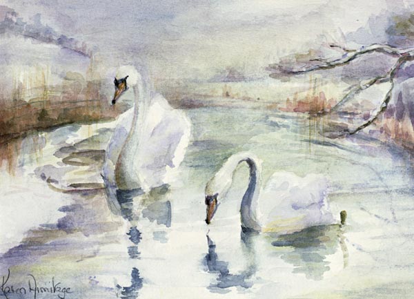 Swans in Winter  à Karen  Armitage