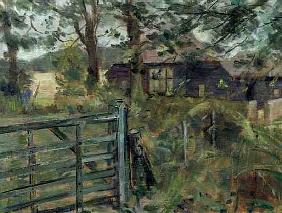 Barn in Sussex (oil on canvas) 