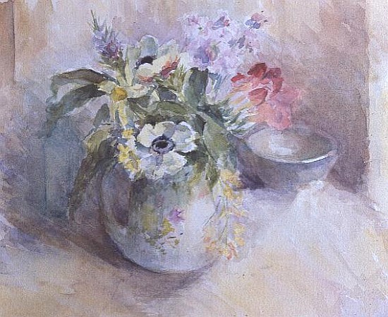 Vase of mixed spring flowers (w/c)  à Karen  Armitage